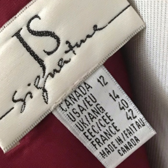 JS Signature Burgundy Taffeta Sheath Gown Dress - Picture 8 of 14